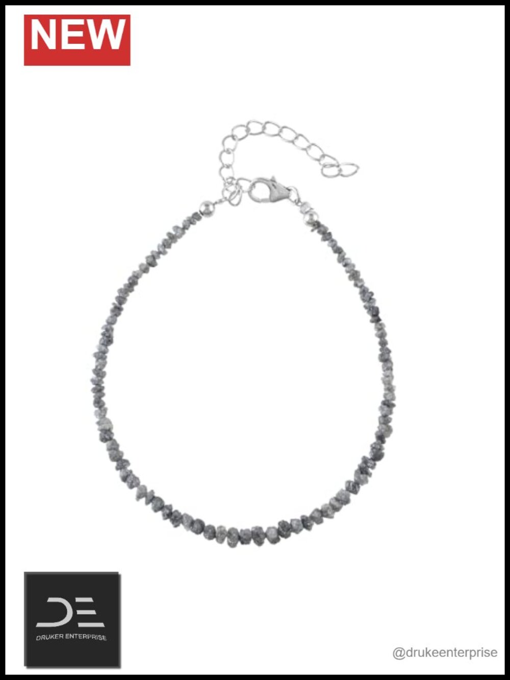 Natural Rough Diamond Bracelet 925 Sterling Silver Raw Uncut Diamond Beads